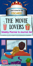 Load image into Gallery viewer, Movie Night Film Log &amp; Weekly Planner Complete Set PLUS BONUS! - The Bea &amp; Charlie Paper Shop

