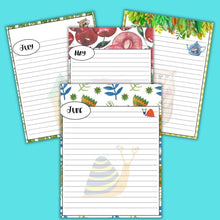Load image into Gallery viewer, Note Page Printable, Printable Lined Note Pages, Note Taking Paper, Planner Inserts Printable, Forest Animals Art, Plus BONUS Sticker Pack - The Bea &amp; Charlie Paper Shop
