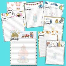 Load image into Gallery viewer, Note Page Printable, Printable Lined Note Pages, Note Taking Paper, Planner Inserts Printable, Forest Animals Art, Plus BONUS Sticker Pack - The Bea &amp; Charlie Paper Shop
