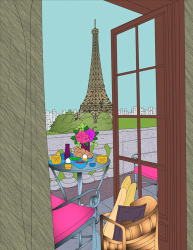 Paris Homes and Eiffel Tower Coloring Pages Apple Pigment App Compatible - The Bea & Charlie Paper Shop