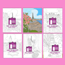 Load image into Gallery viewer, Paris Homes and Eiffel Tower Coloring Pages Apple Pigment App Compatible - The Bea &amp; Charlie Paper Shop
