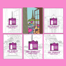 Load image into Gallery viewer, Paris Homes and Eiffel Tower Coloring Pages Apple Pigment App Compatible - The Bea &amp; Charlie Paper Shop
