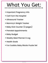 Load image into Gallery viewer, Pregnancy Checklists Planner &amp; Journal Pregnancy Tracker Printable Set - The Bea &amp; Charlie Paper Shop
