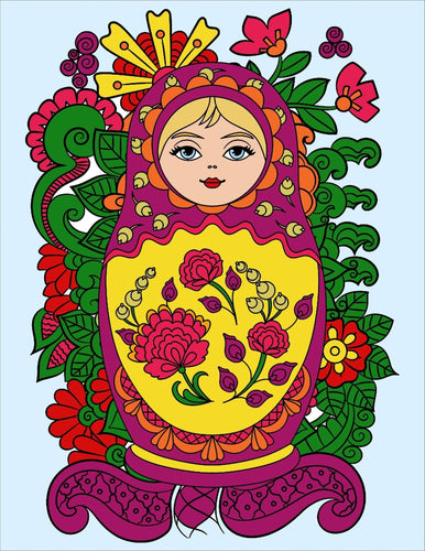Russian Matryoshka Dolls Coloring Pages Set PLUS BONUS Russian dolls Paper Craft! - The Bea & Charlie Paper Shop