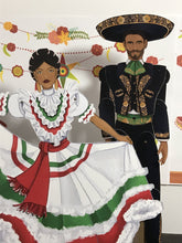 Load image into Gallery viewer, Set of 6 Traditional Mexican &quot;Baile&quot; Dancing Paper Dolls - The Bea &amp; Charlie Paper Shop
