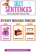 Load image into Gallery viewer, SILLY Sentences Story Builder Game Set Plus BONUS! Speech Therapy Activity, SLP - The Bea &amp; Charlie Paper Shop
