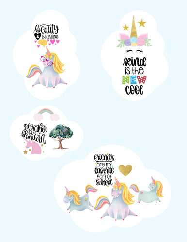 Unicorn Stickers, Inspirational Stickers, Kindness Stickers, Printable Unicorn Stickers, Stickers for Kids, Back to School Stickers - The Bea & Charlie Paper Shop