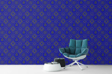 Load image into Gallery viewer, Victorian Dollhouse Wallpaper and Book Covers - Blue and Gold 1:12 Scale - The Bea &amp; Charlie Paper Shop
