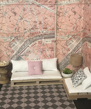 Load image into Gallery viewer, Vintage Map of Paris Dollhouse Wallpaper &amp; BONUS Painted Diamond Wood Floor - The Bea &amp; Charlie Paper Shop
