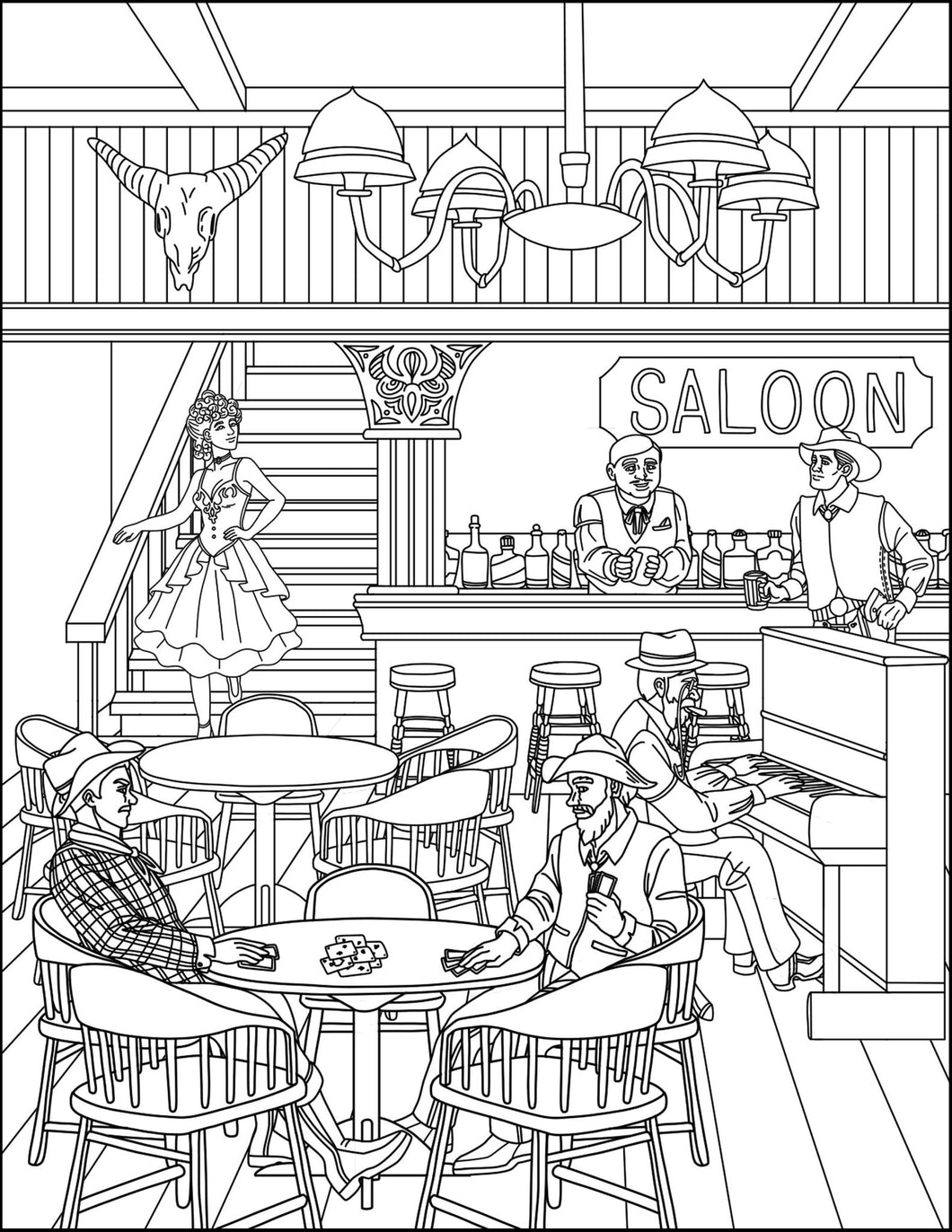 Wild West Western Coloring Pages Set Pigment App Compatible - The Bea & Charlie Paper Shop