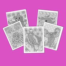 Load image into Gallery viewer, Zen Birds &amp; Blooms Coloring Pages Set Pigment App Compatible - The Bea &amp; Charlie Paper Shop
